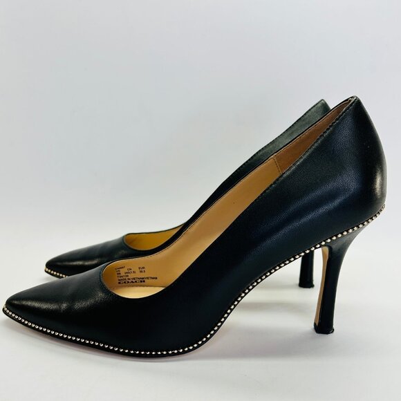 Coach Samantha Leather Black Pump Size 8B Studded Pointed Toe High Heel - Picture 5 of 16
